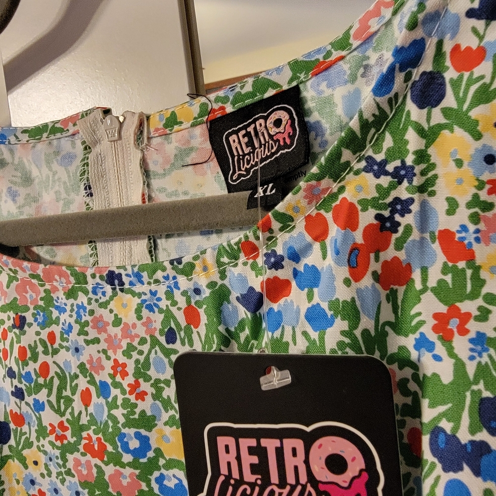 Retrolicious 4876 Painted Floral Midi Dress XL NWT - Picture 3 of 5